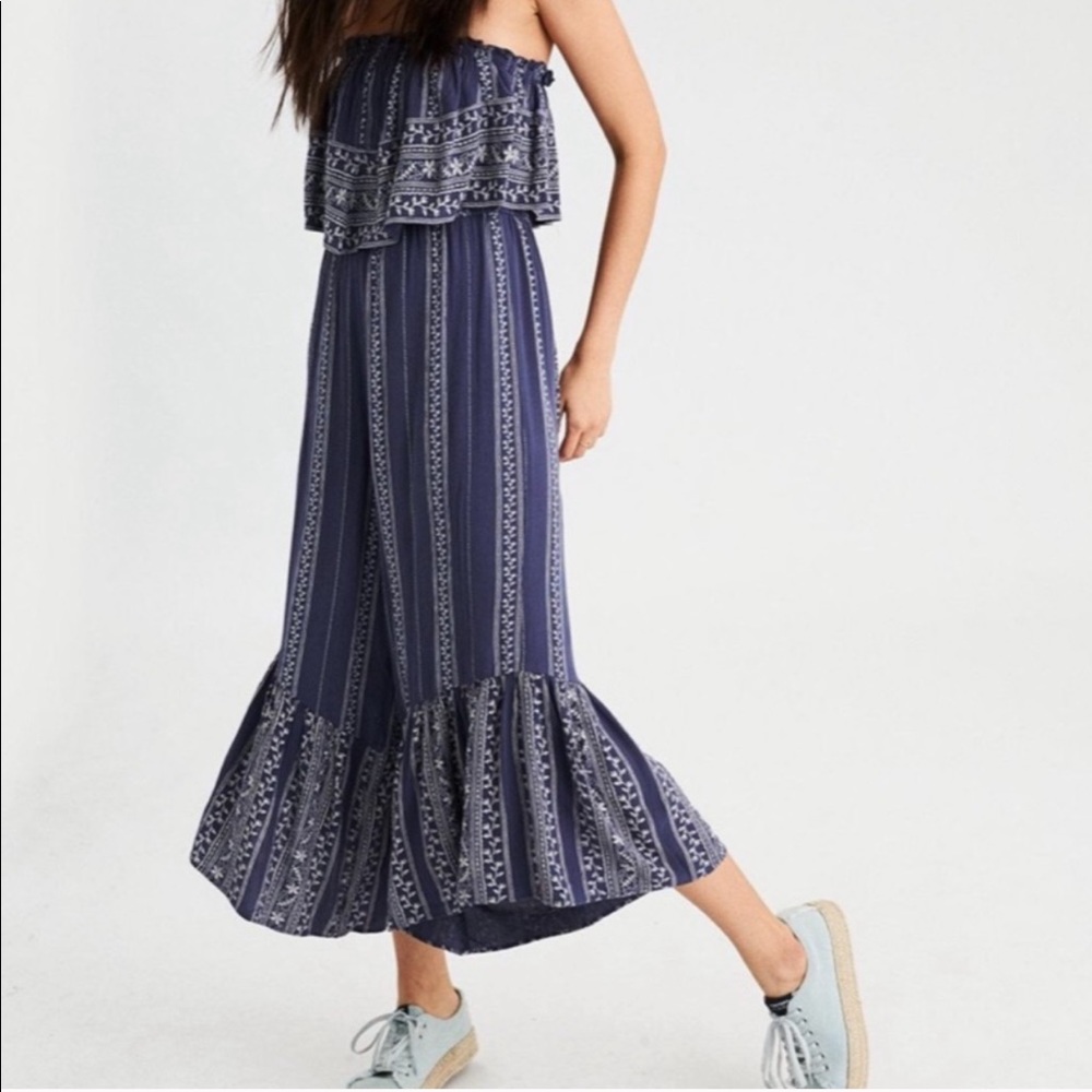 American Eagle wide leg strapless jumpsuit